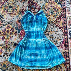 y2k vintage tie dye babydoll mini strap dress